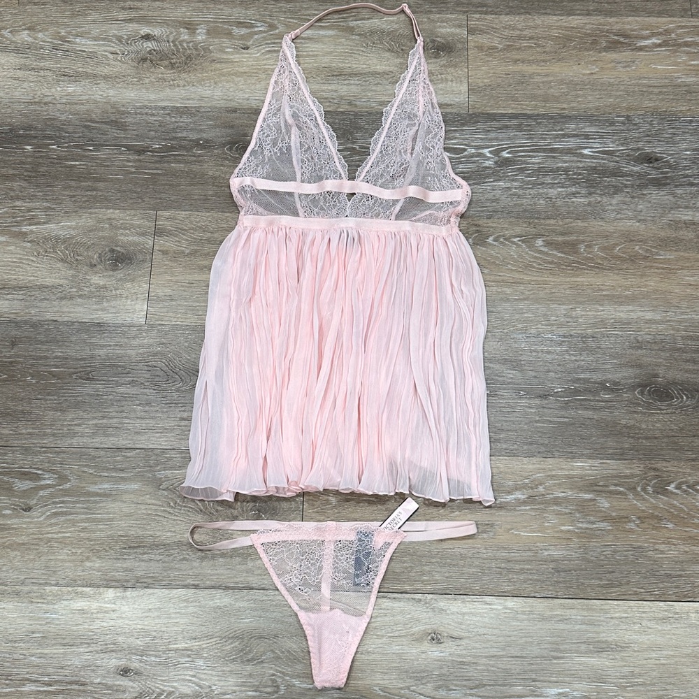 NWT! Victoria’s Secret Baby Pink Sheer and Lace Set
